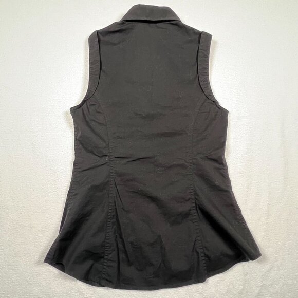 Express Design Studio Black XS Button Up Tank Top Collar Silver Buttons - Picture 3 of 10